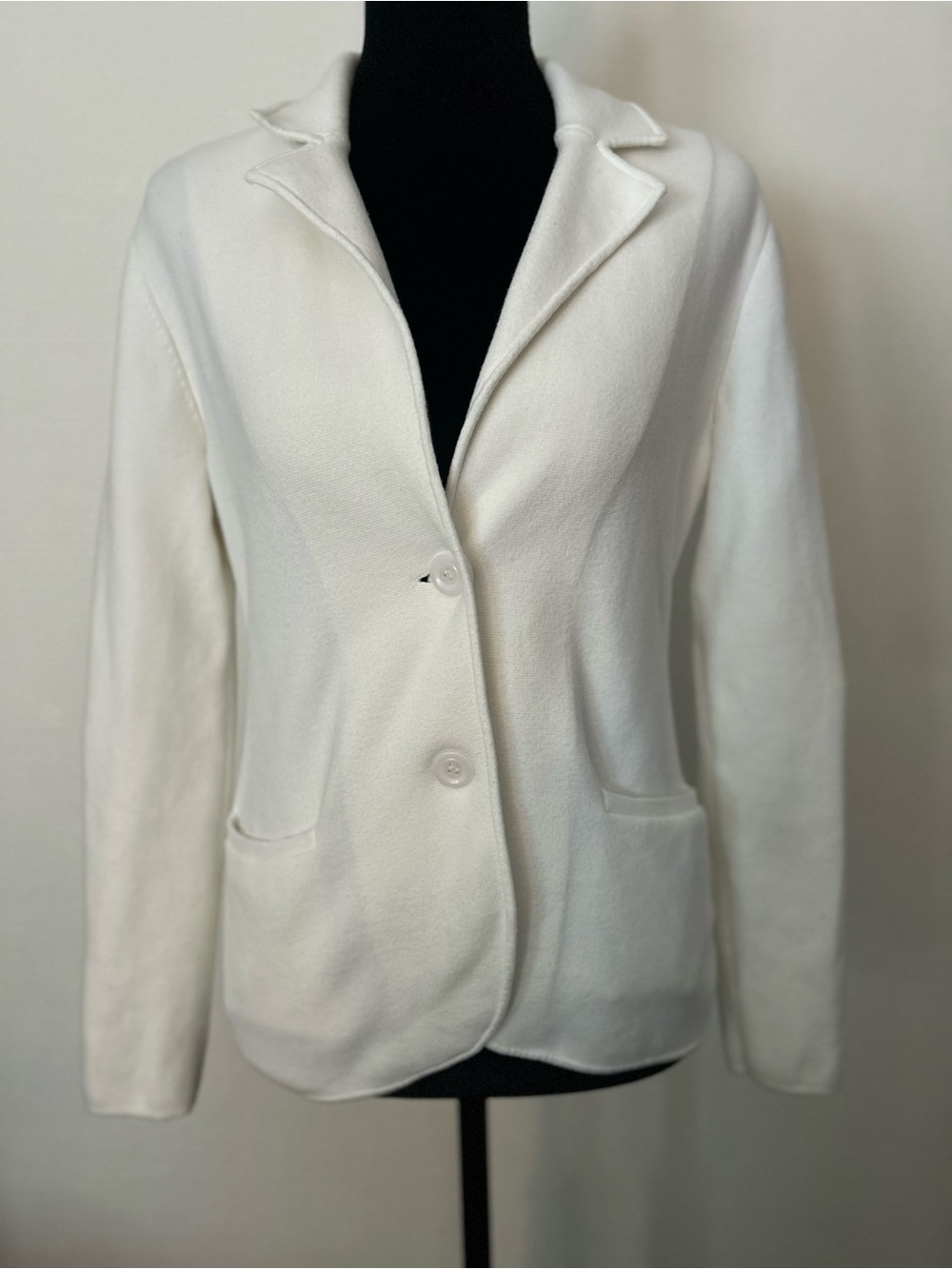 1901 White Two-Button Cotton Blazer Sweater